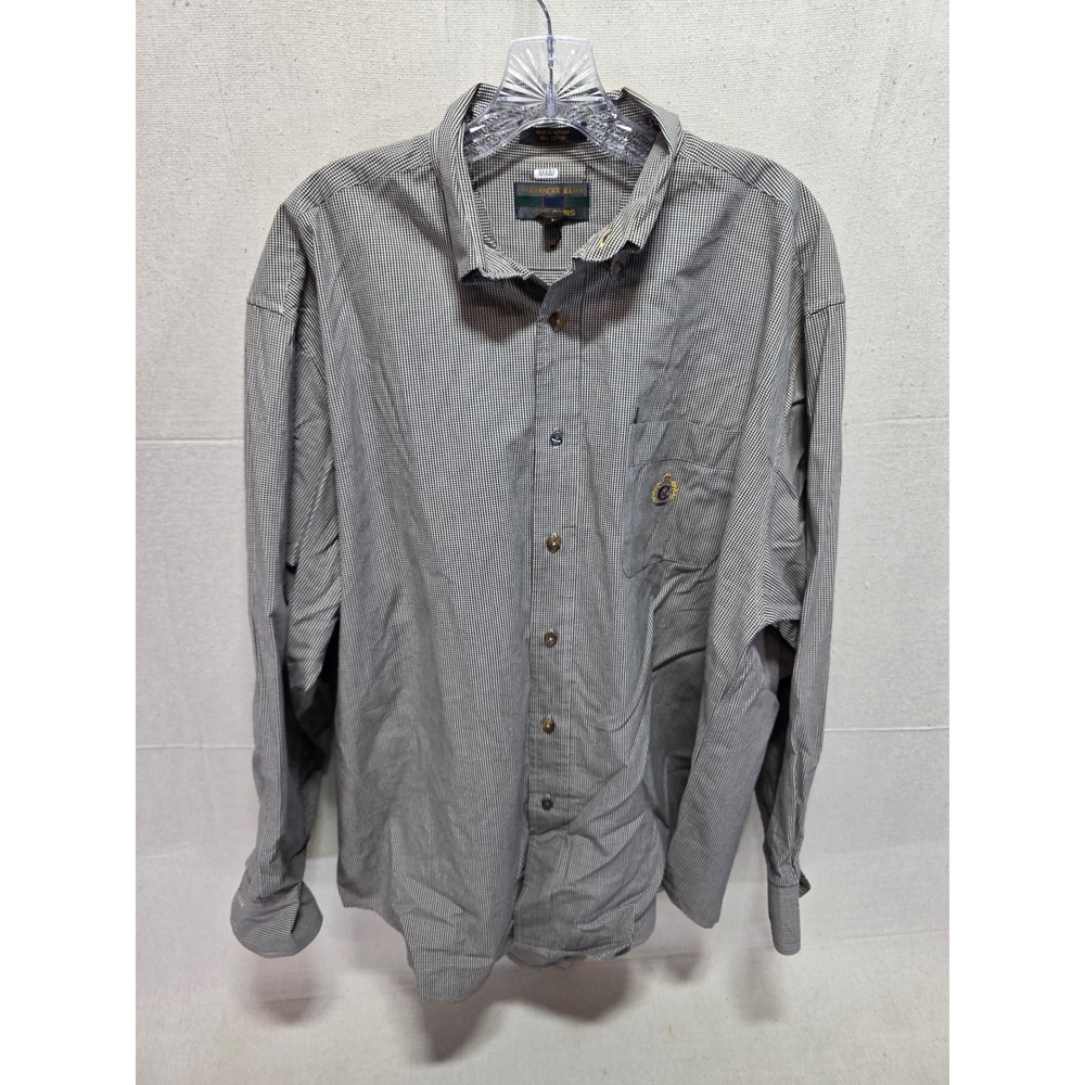 Alexander Julian Colours Mens Black White Micro Check Cotton Shirt Large 2939